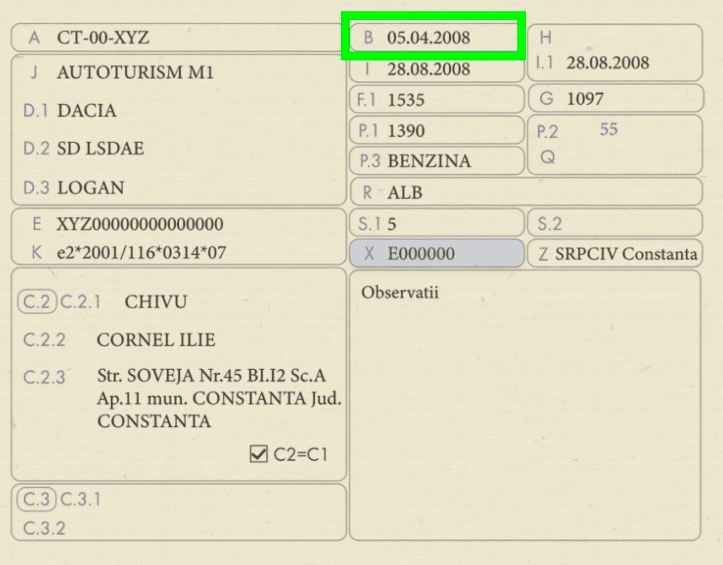 Data primei inmatriculari